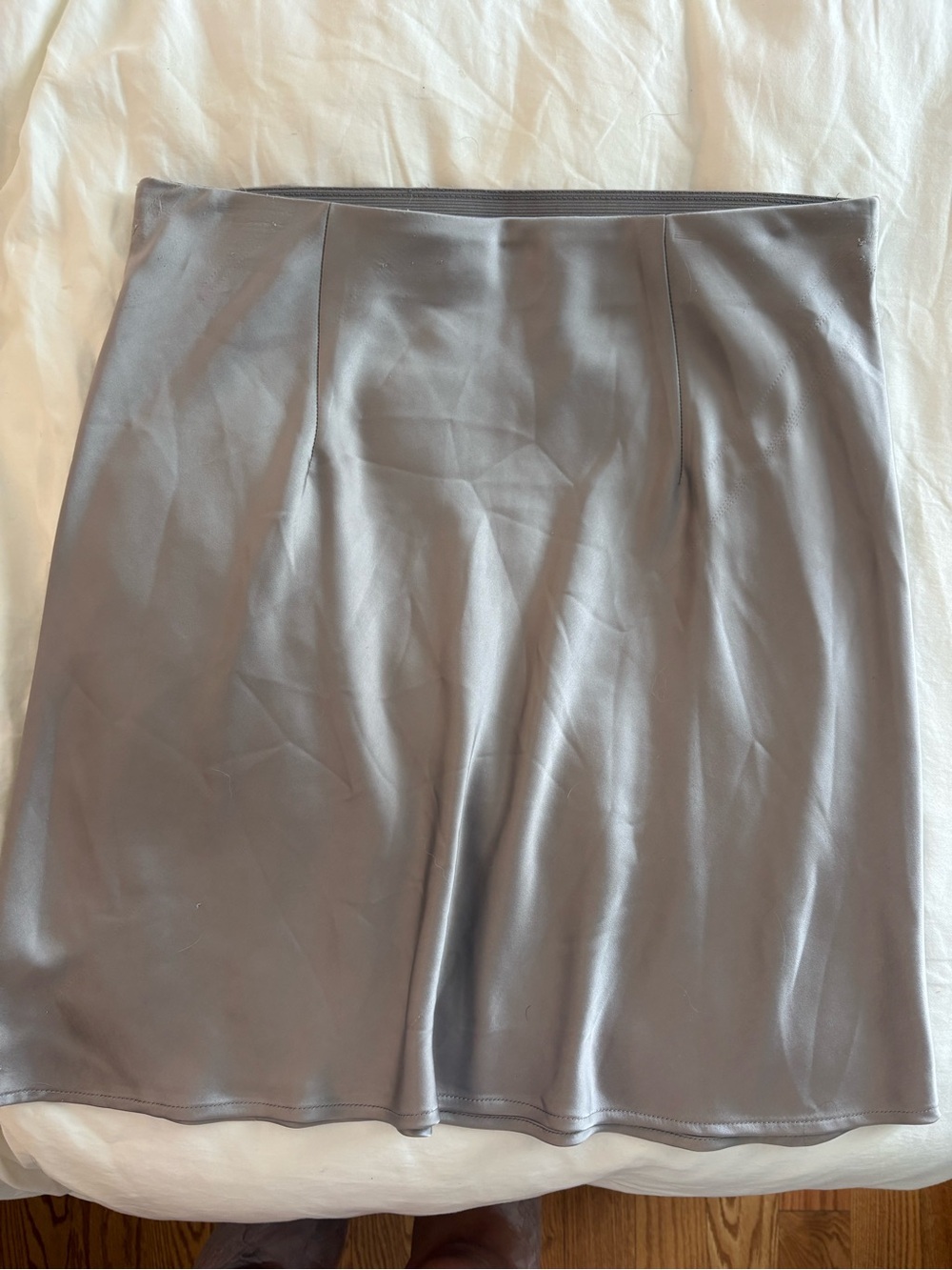 Dynamite Silver Grey Satin Mini Skirt